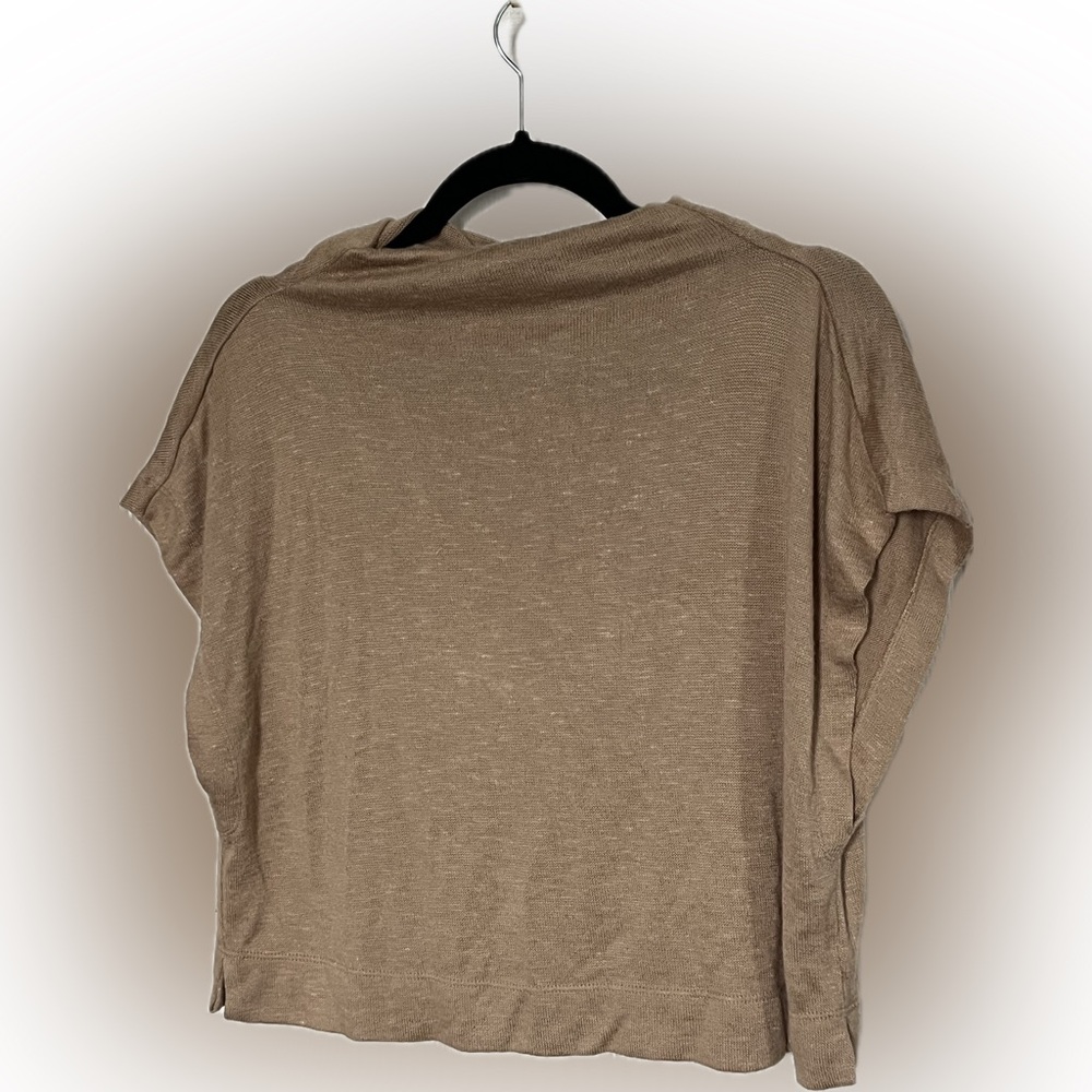Anthropologie Lightweight Knit Dolman Sleeve Cropped Tan Top Medium
